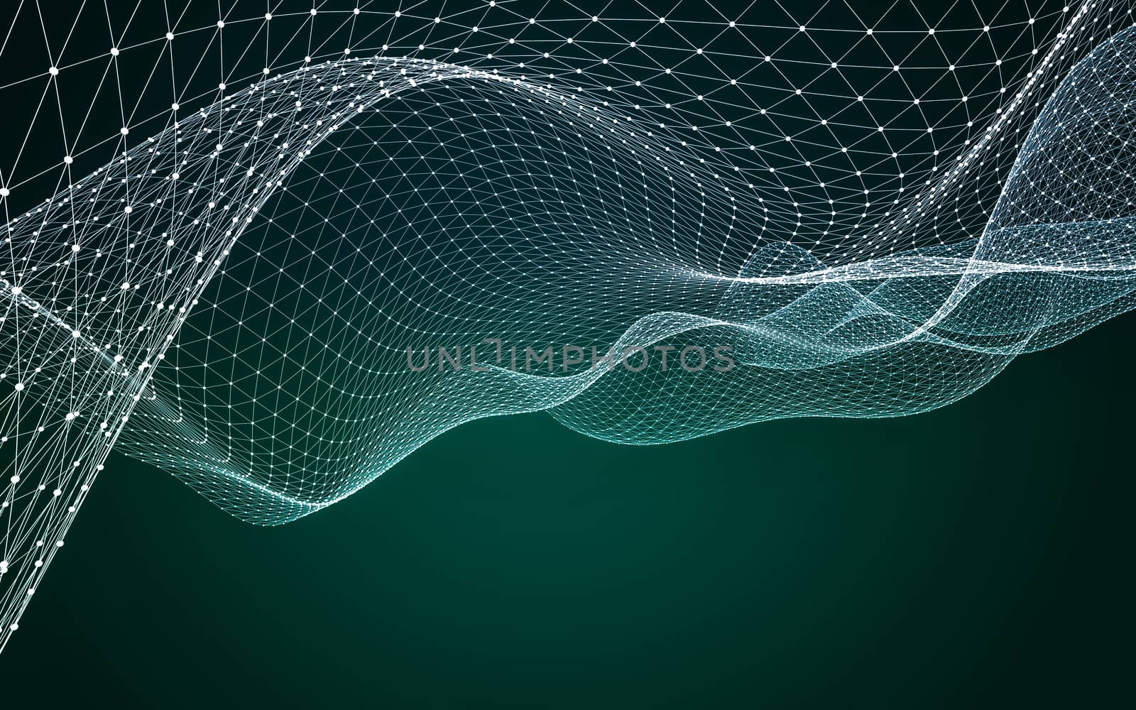 Abstract polygonal space low poly dark background with connecting dots and lines. Connection structure. 3d rendering