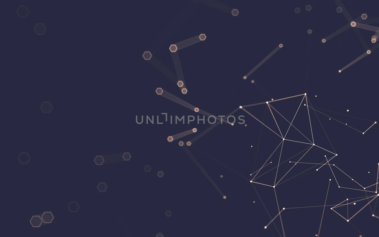 Abstract polygonal space low poly dark background with connecting dots and lines. Connection structure. 3d rendering