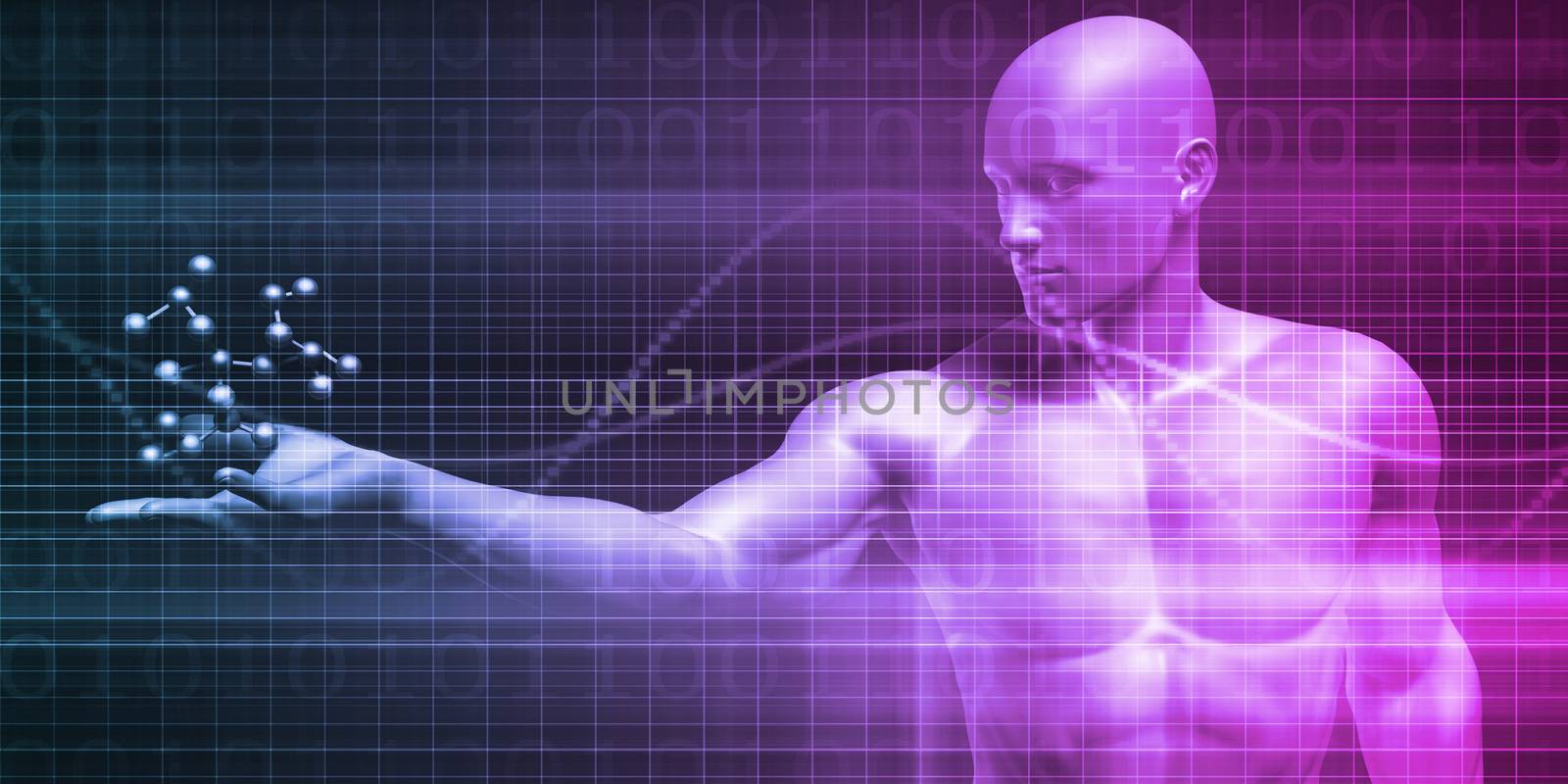 Scientist Holding a Molecule as a Science Concept