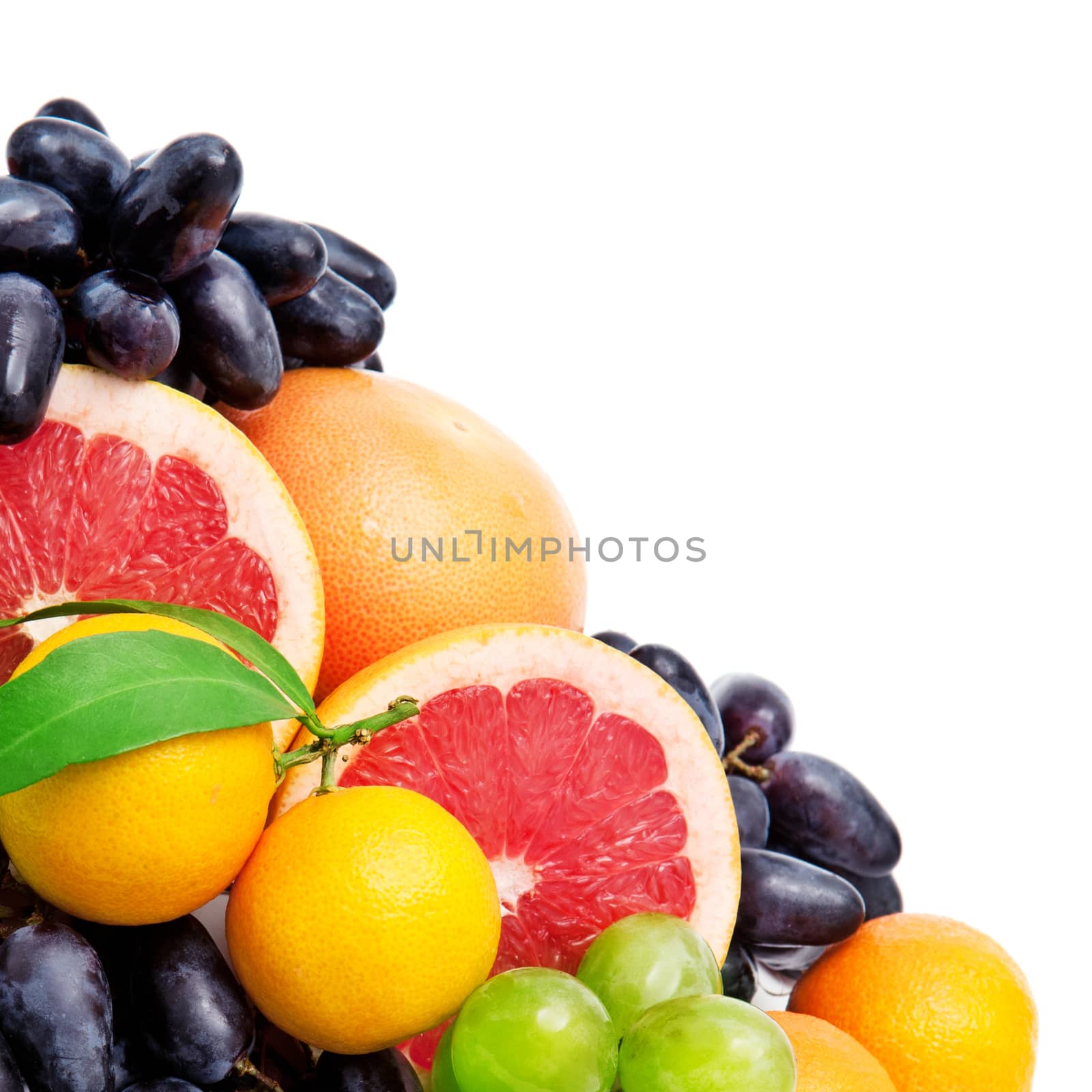 Set of fruits isolated on white background