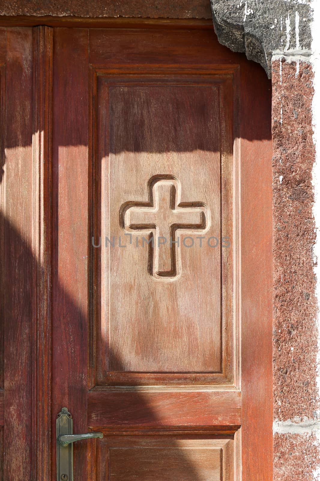Typical brown door at the Greek islands