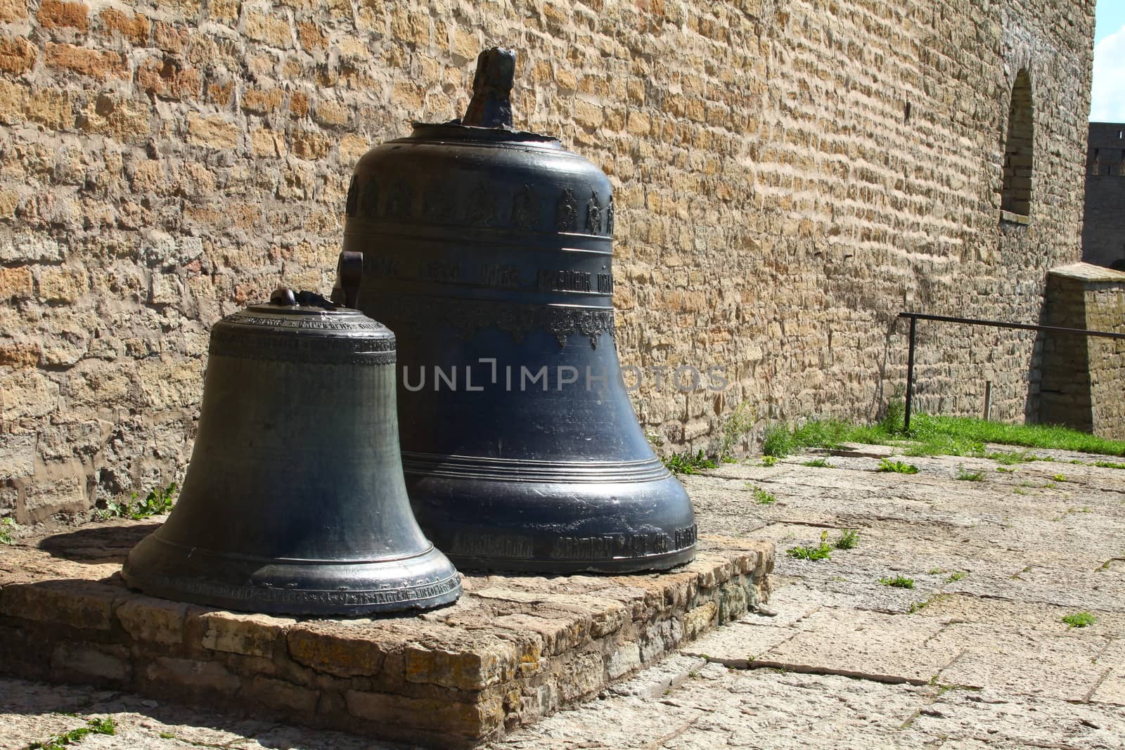 Narva Estonia, 7 August 2014 Two bells from the fortress wall