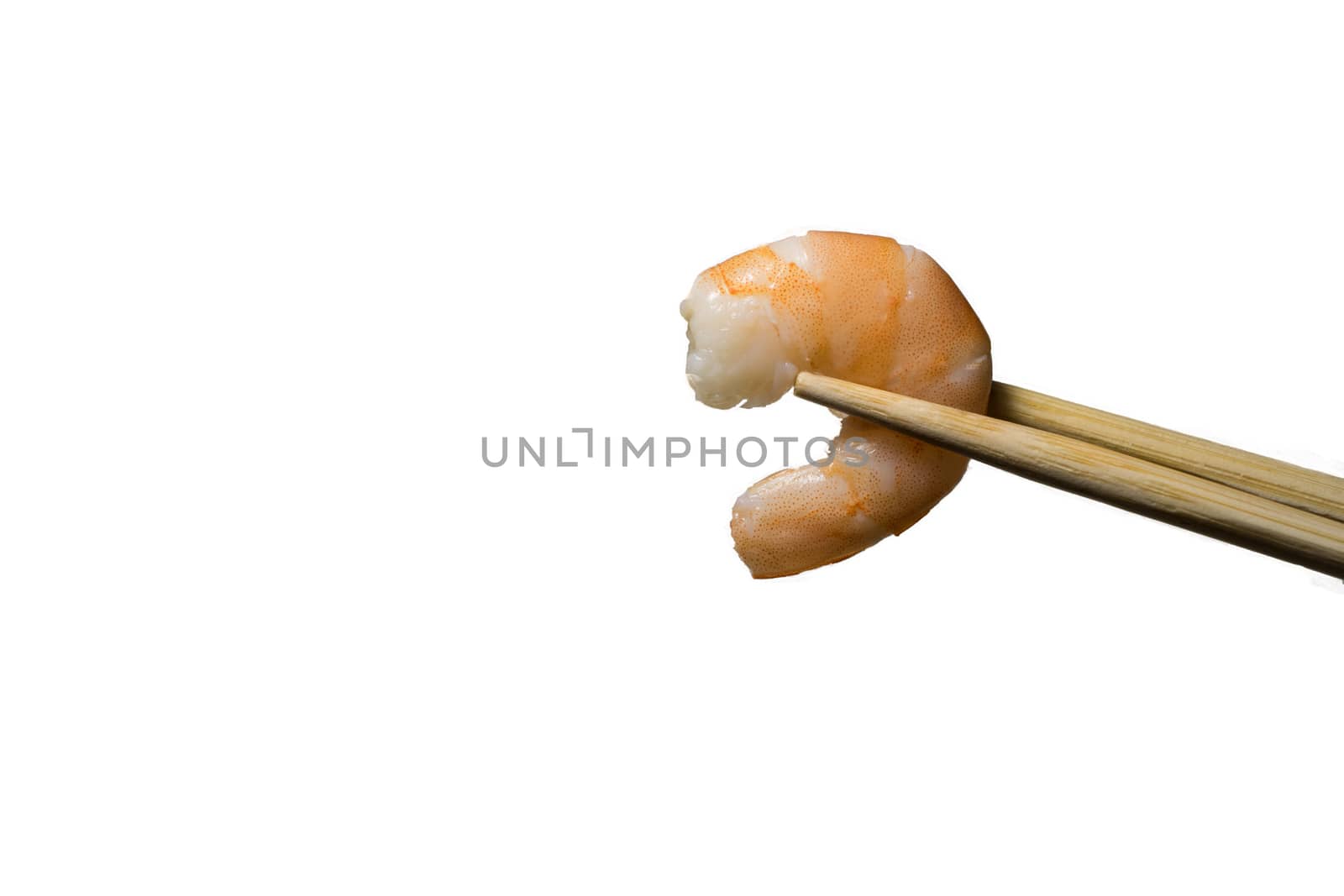 An isolated boiled shrimp in a white background