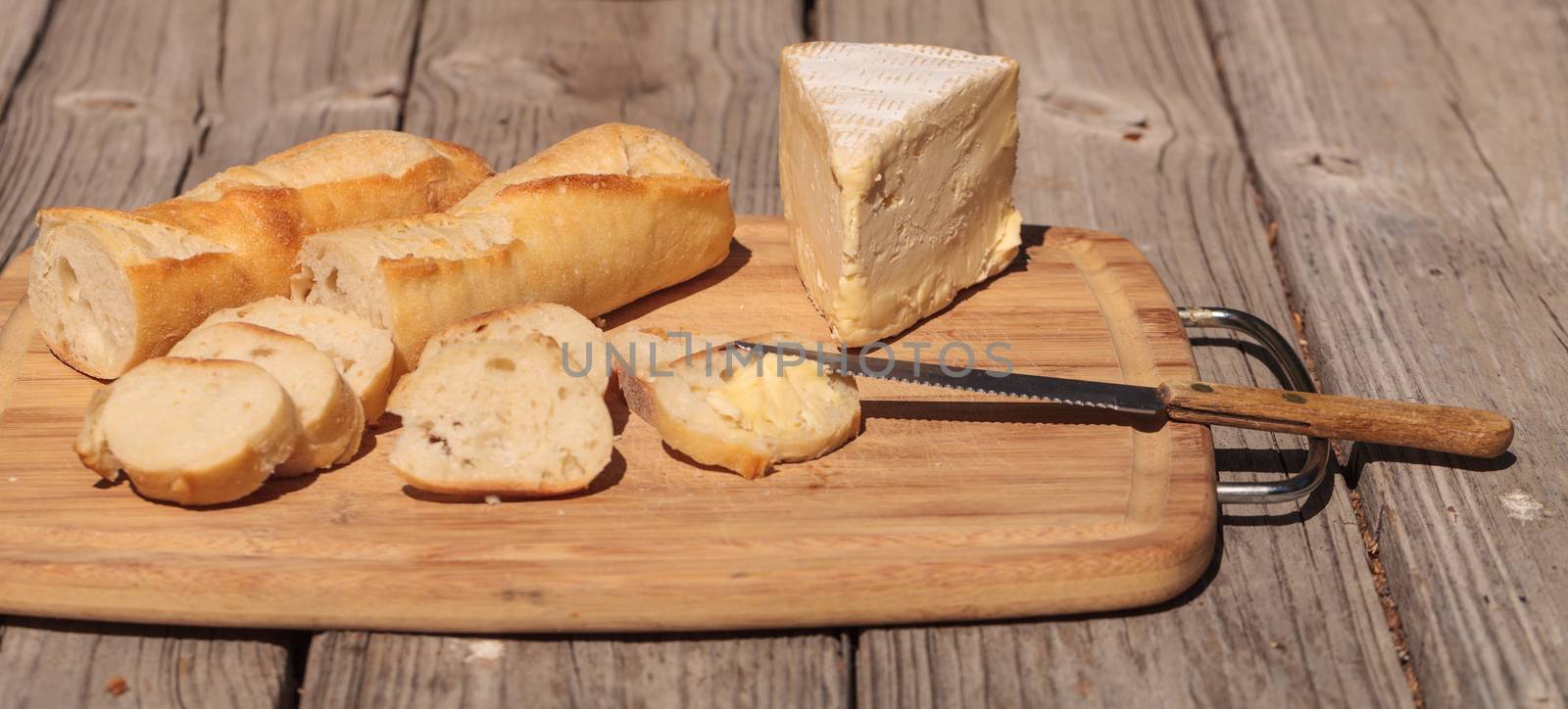 French bread and triple cream brie cheese by steffstarr