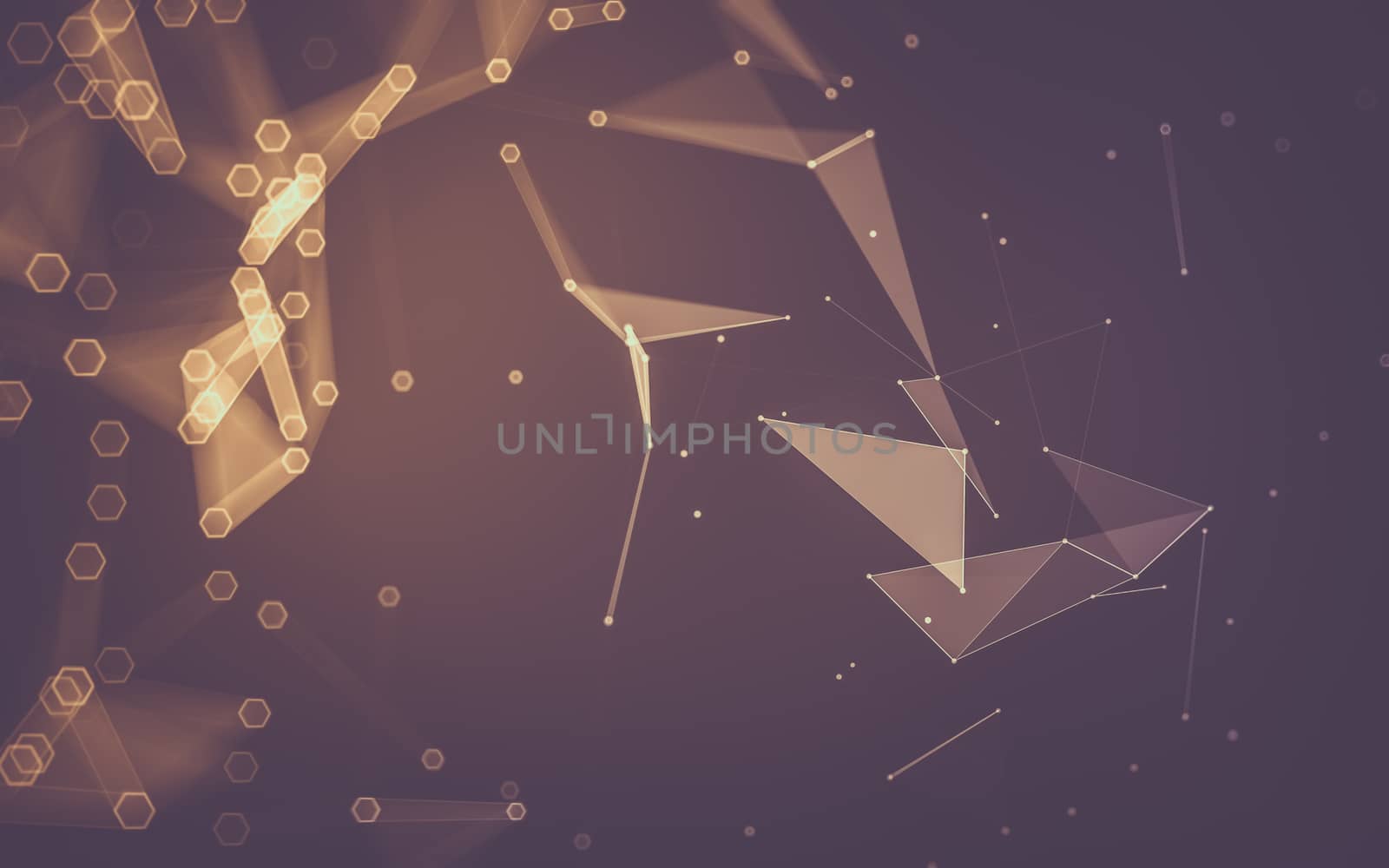 Abstract polygonal space low poly dark background with connecting dots and lines. Connection structure. 3d rendering