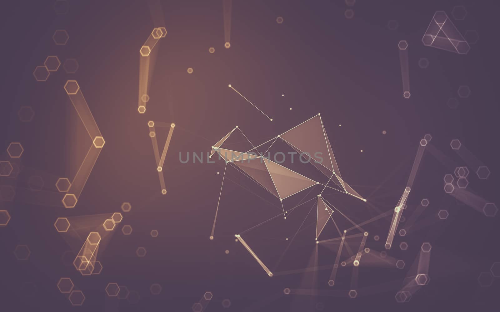 Abstract polygonal space low poly dark background with connecting dots and lines. Connection structure. 3d rendering