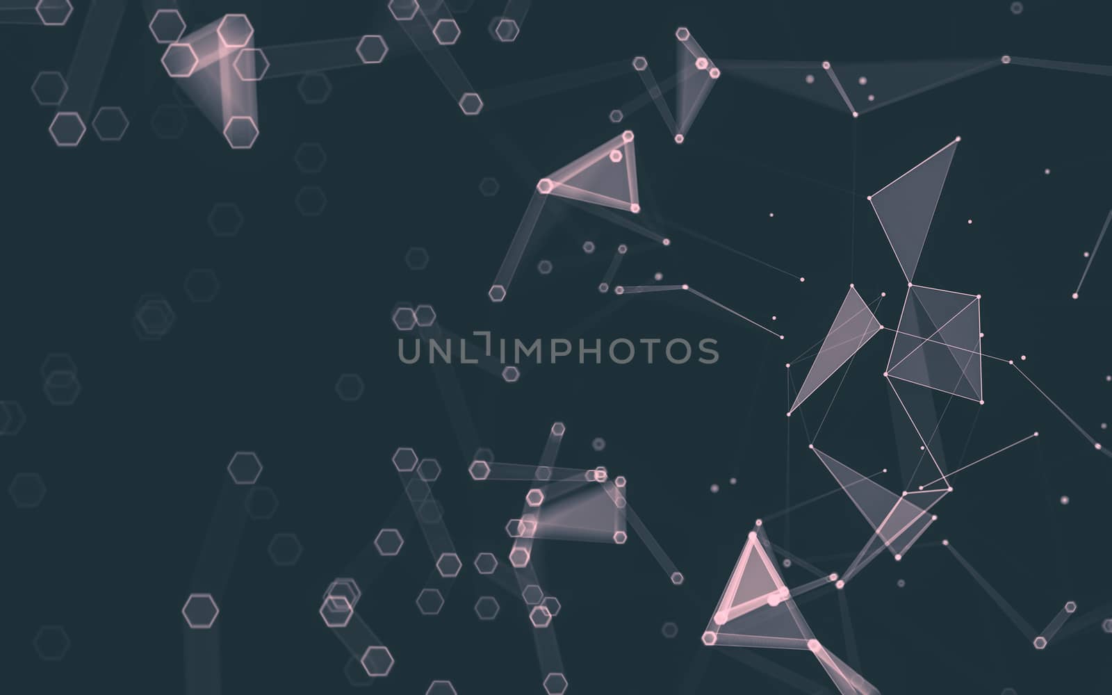 Abstract polygonal space low poly dark background with connecting dots and lines. Connection structure. 3d rendering