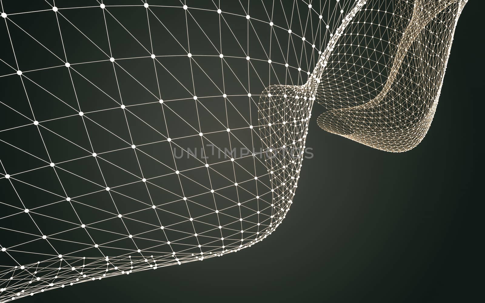 Abstract polygonal space low poly dark background with connecting dots and lines. Connection structure. 3d rendering