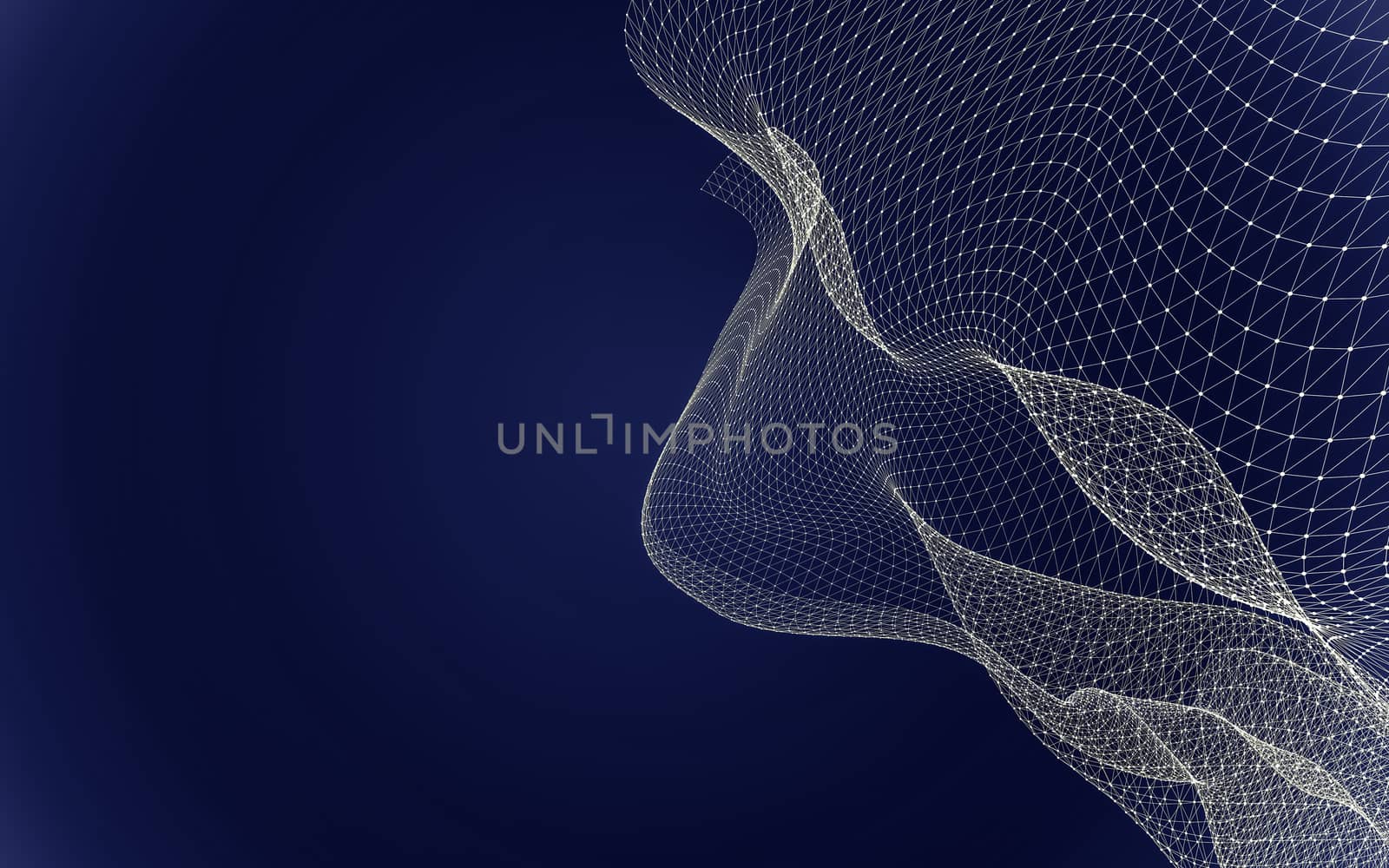 Abstract polygonal space low poly dark background with connecting dots and lines. Connection structure. 3d rendering