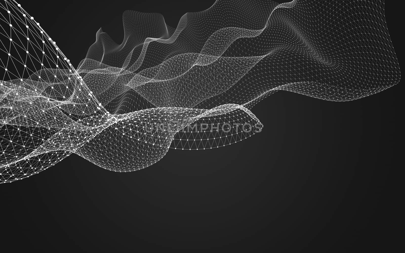 Abstract polygonal space low poly dark background with connecting dots and lines. Connection structure. 3d rendering