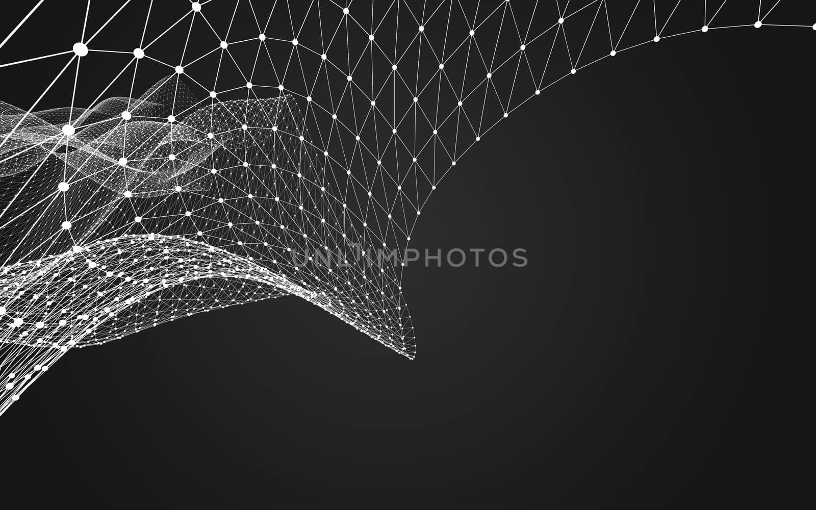 Abstract polygonal space low poly dark background with connecting dots and lines. Connection structure. 3d rendering