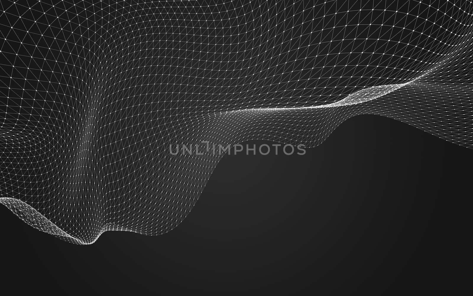 Abstract polygonal space low poly dark background with connecting dots and lines. Connection structure. 3d rendering