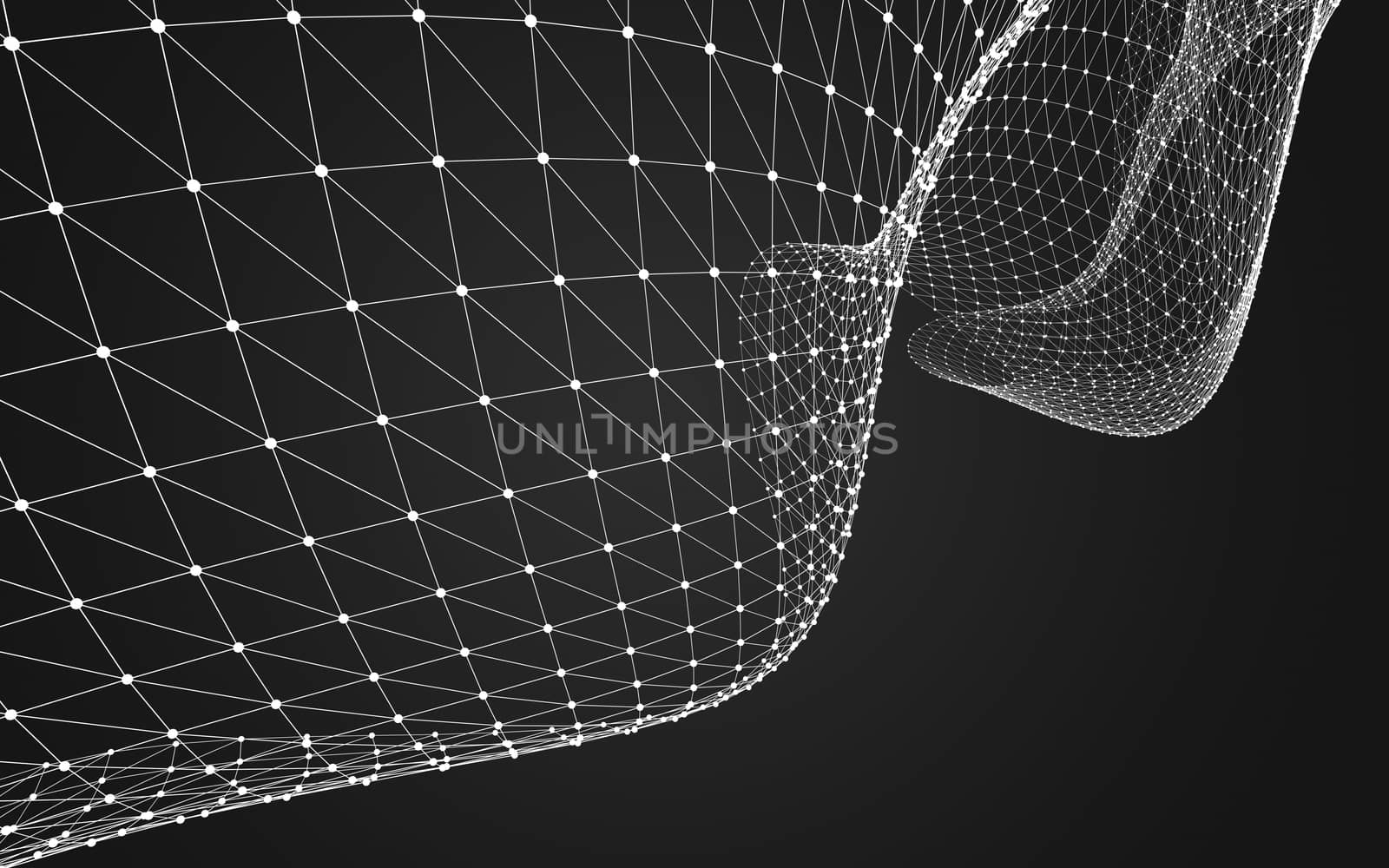 Abstract polygonal space low poly dark background with connecting dots and lines. Connection structure. 3d rendering