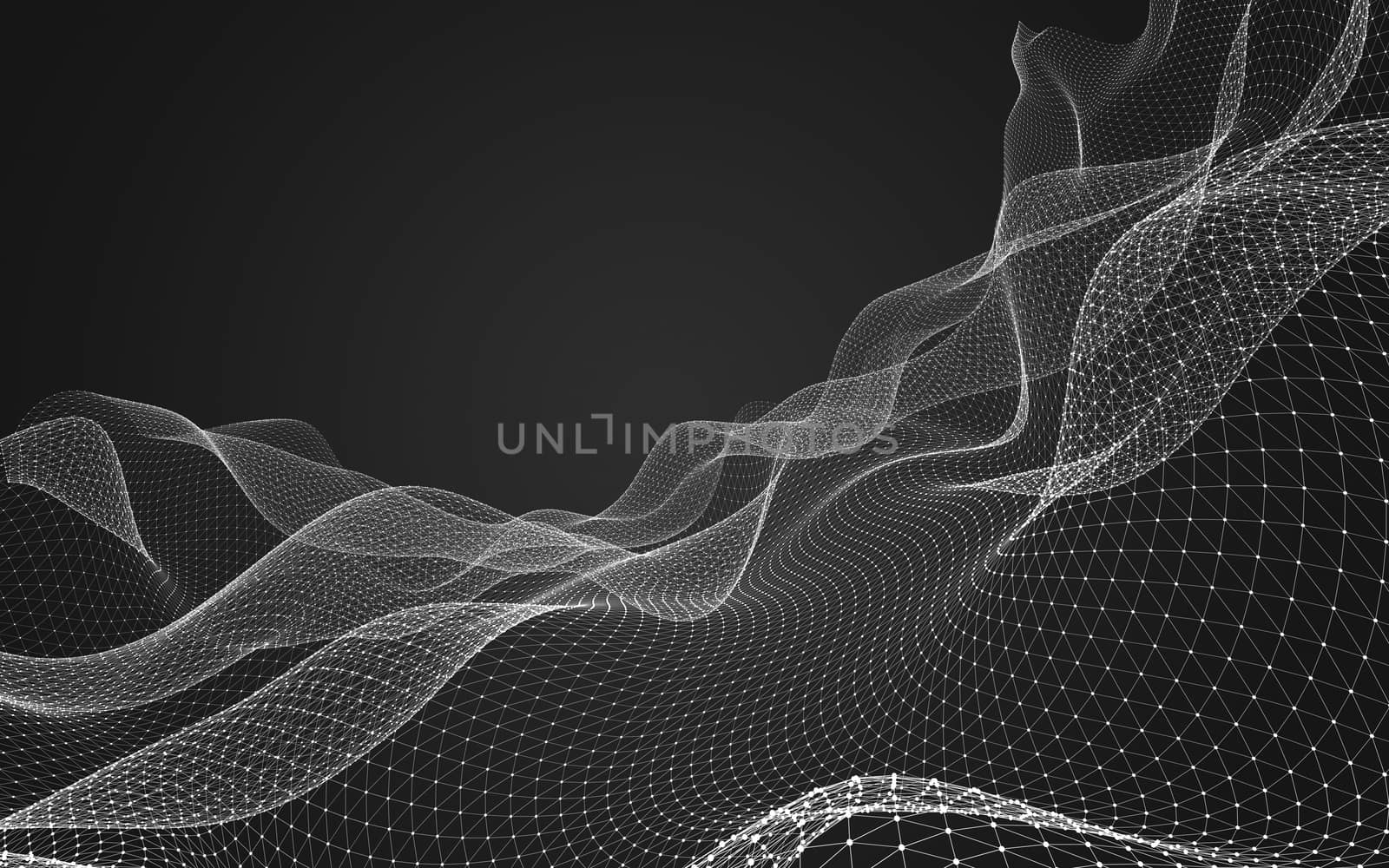 Abstract polygonal space low poly dark background with connecting dots and lines. Connection structure. 3d rendering