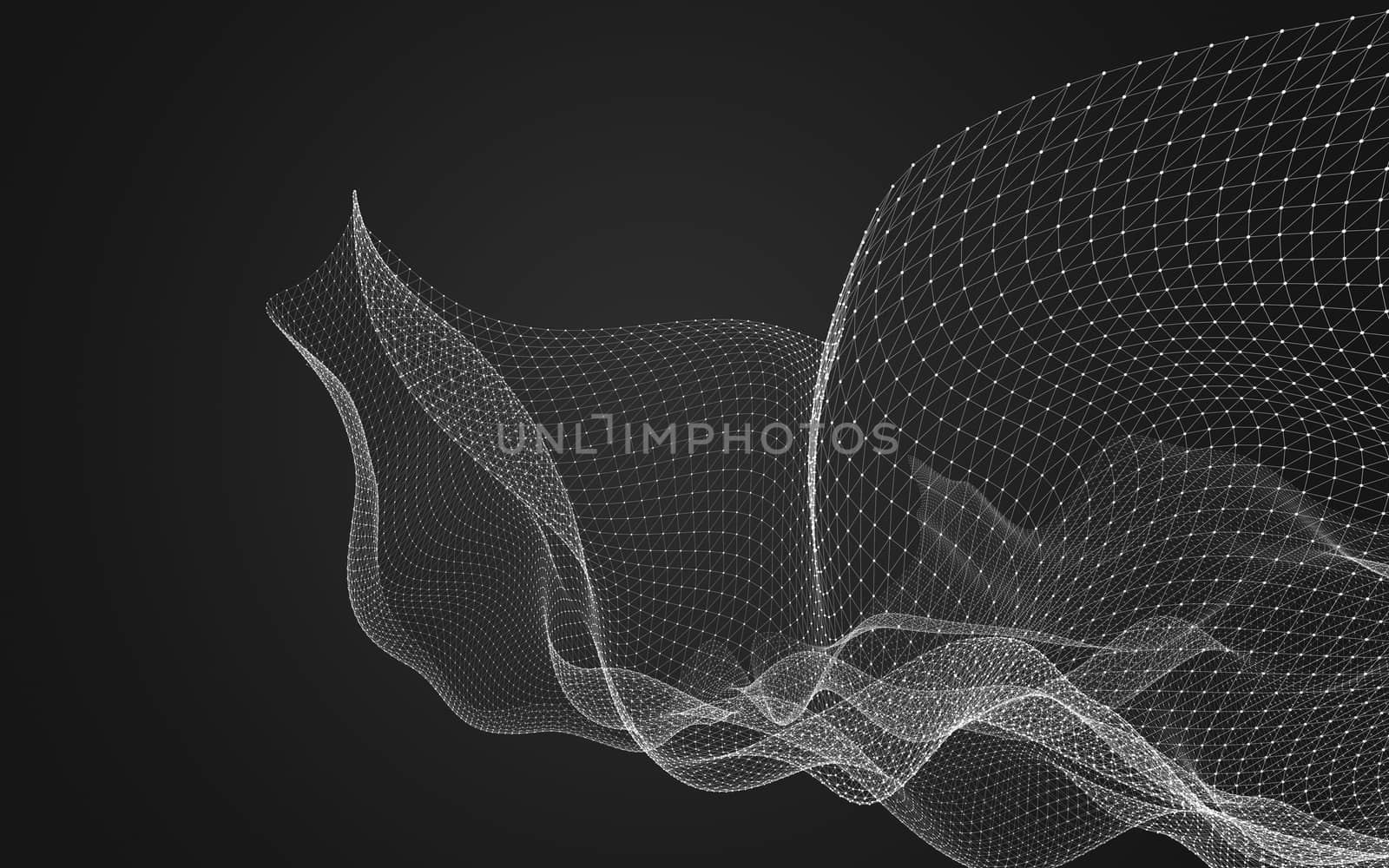 Abstract polygonal space low poly dark background with connecting dots and lines. Connection structure. 3d rendering