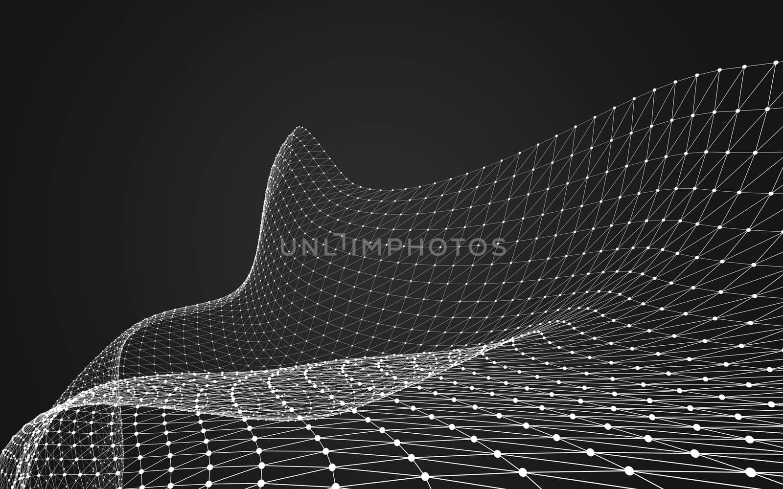 Abstract polygonal space low poly dark background with connecting dots and lines. Connection structure. 3d rendering