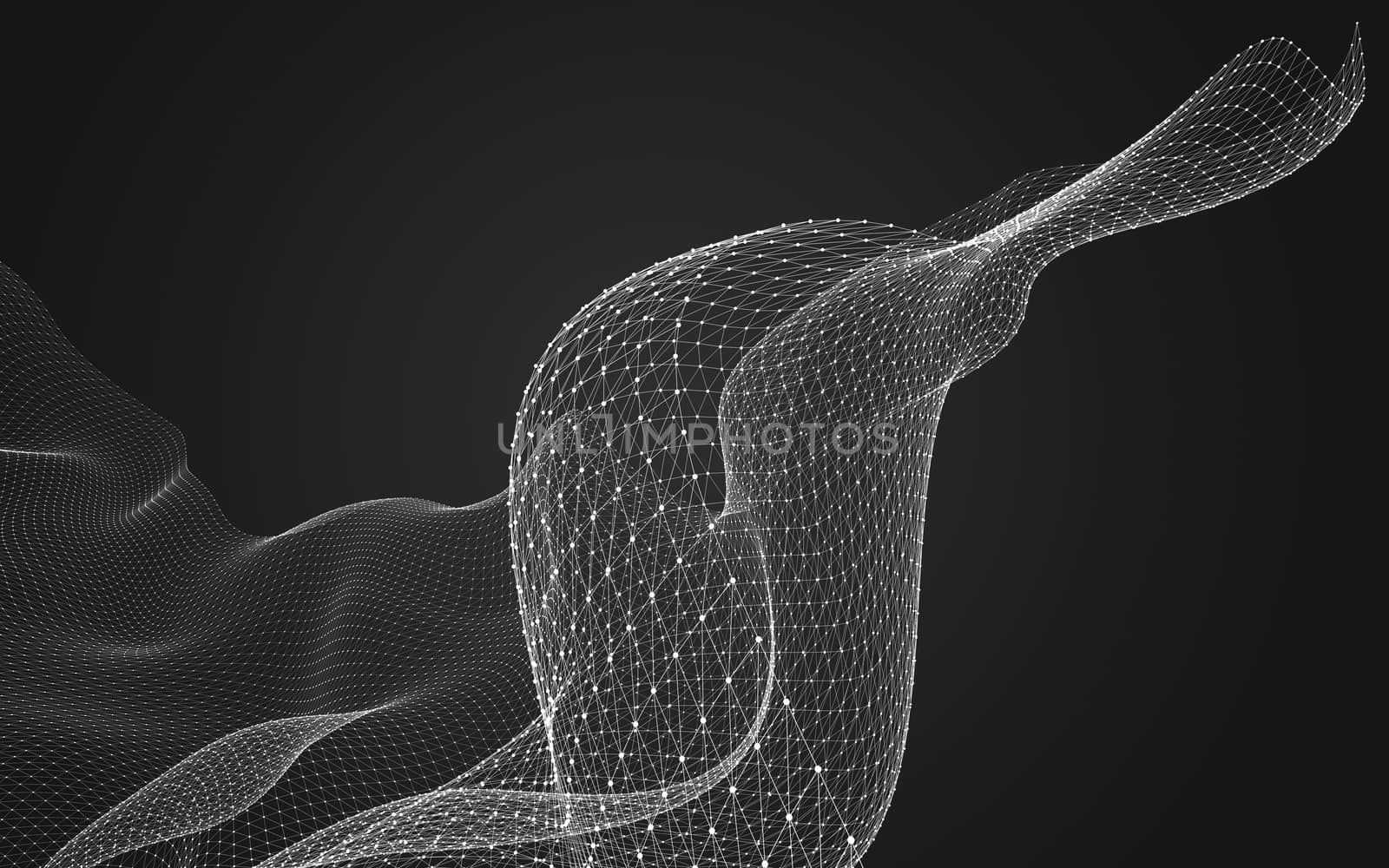 Abstract polygonal space low poly dark background with connecting dots and lines. Connection structure. 3d rendering