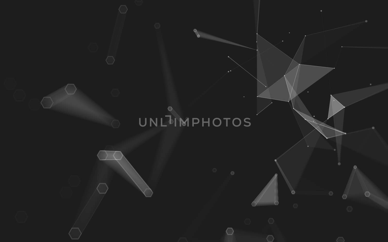 Abstract polygonal space low poly dark background with connecting dots and lines. Connection structure. 3d rendering