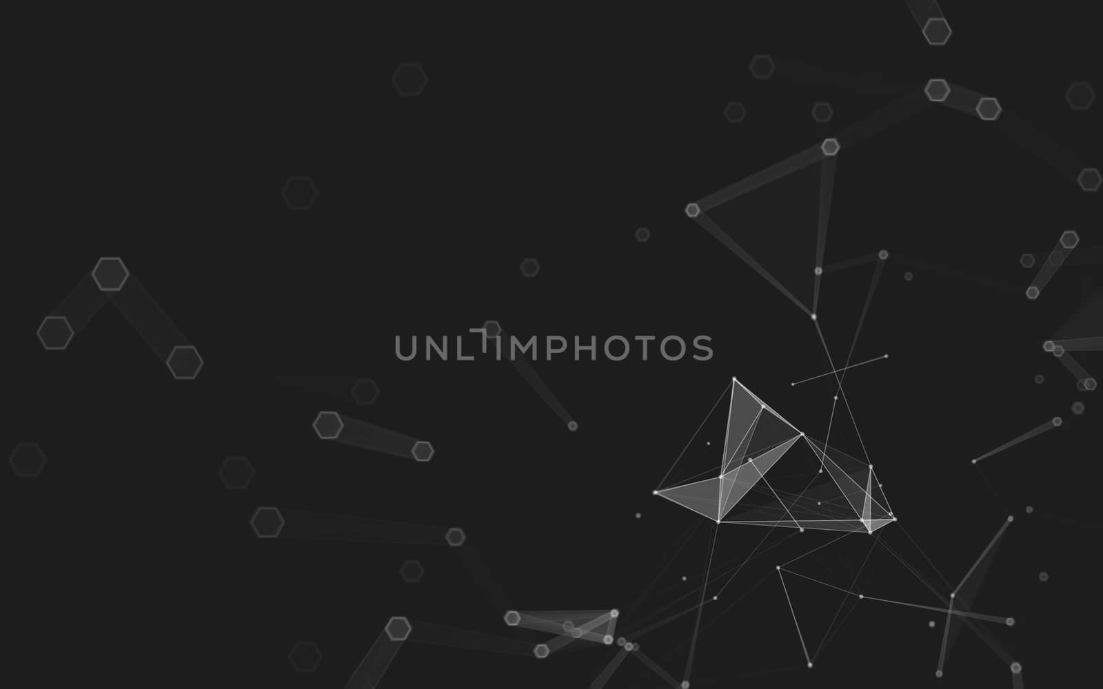 Abstract polygonal space low poly dark background with connecting dots and lines. Connection structure. 3d rendering