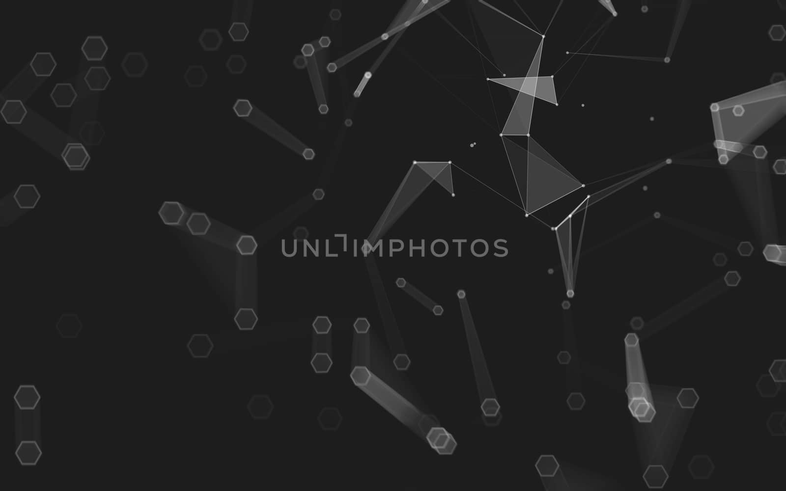 Abstract polygonal space low poly dark background with connecting dots and lines. Connection structure. 3d rendering