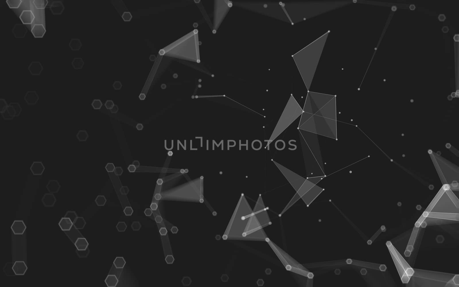 Abstract polygonal space low poly dark background with connecting dots and lines. Connection structure. 3d rendering