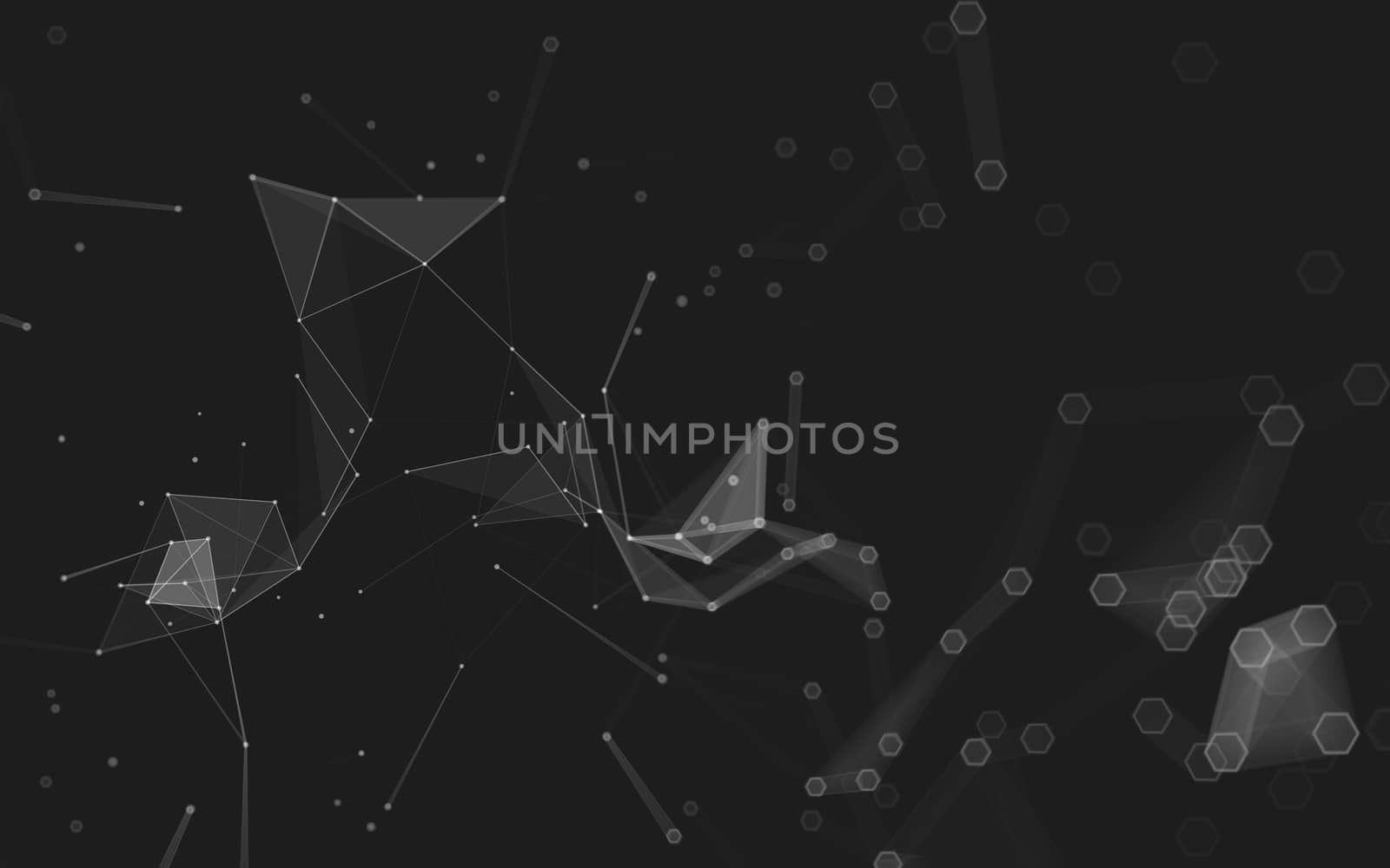 Abstract polygonal space low poly dark background with connecting dots and lines. Connection structure. 3d rendering