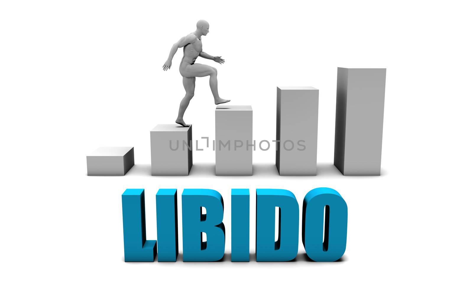 Libido 3D Concept  in Blue with Bar Chart Graph