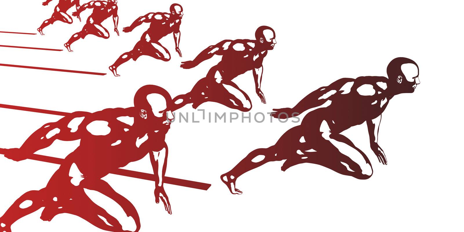 Cardio Workout with Athletes Running Fast Abstract