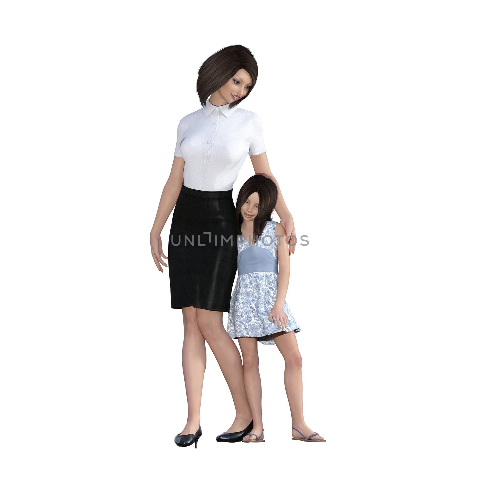 Mother Daughter Interaction of Mom Comforting Girl as an Illustration Concept