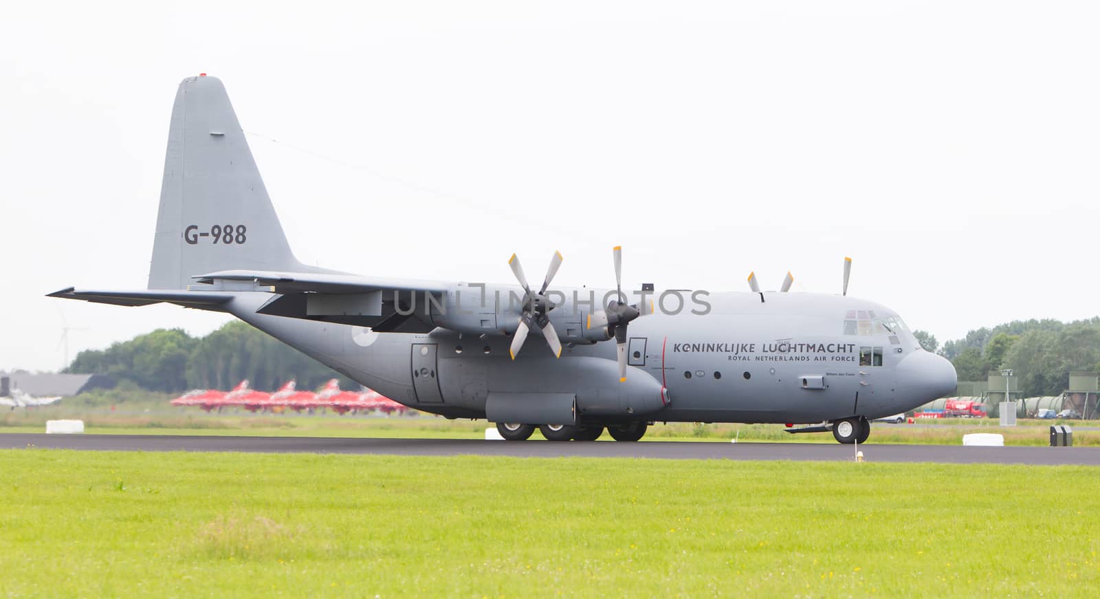 LEEUWARDEN, THE NETHERLANDS - JUNE 10, 2016: Dutch Air Force Lockheed C-130H-30 Hercules (L-382) [G-273] during a demonstration at the Royal Netherlands Air Force Days on june 10, Leeuwarden, The Netherlands