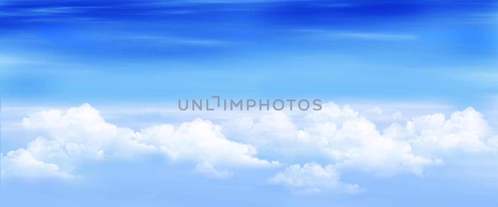 Clouds in a Blue Sky Panorama View by Multipedia