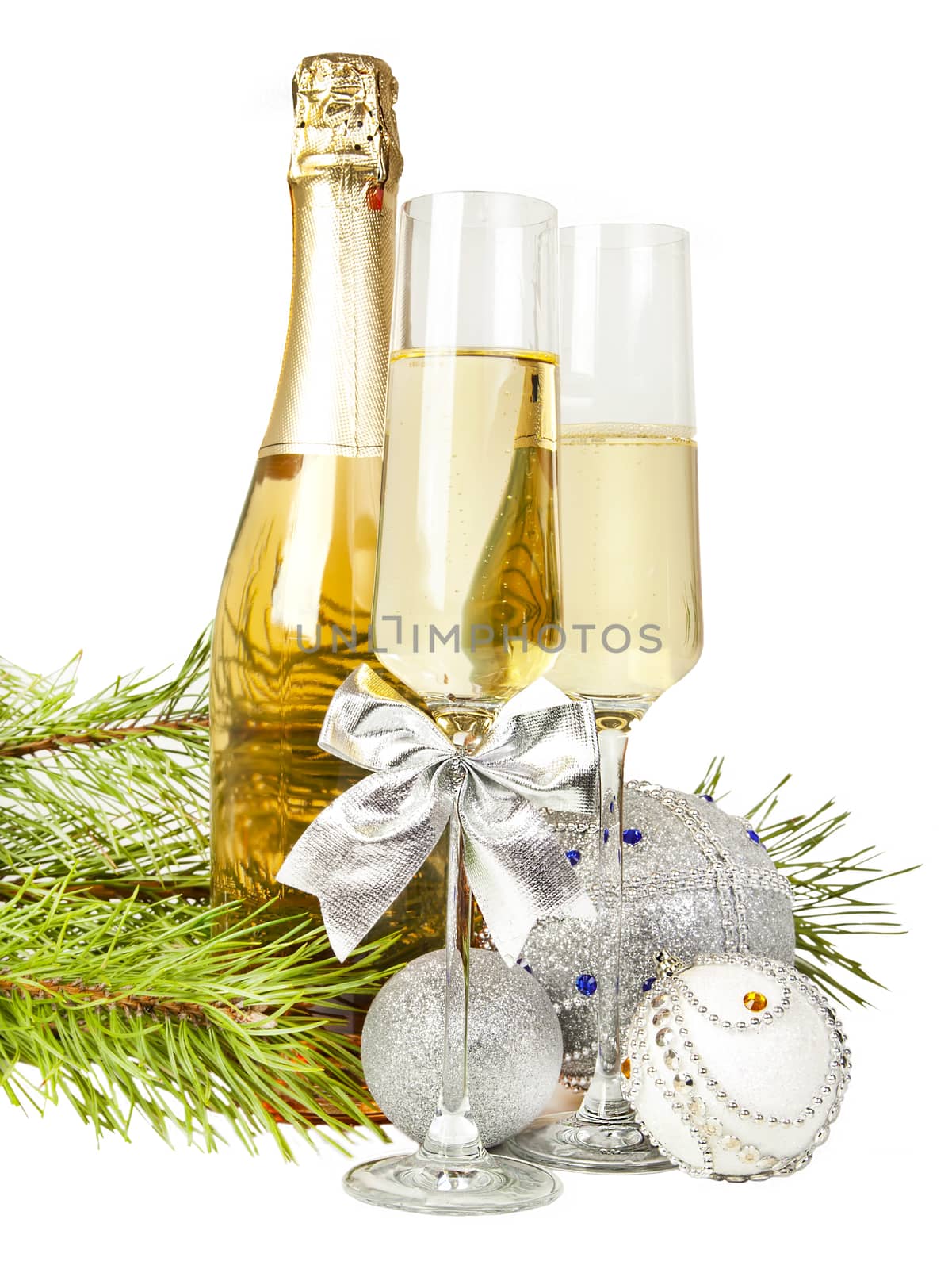 Champagne with two glasses and new year composition 2017 by RawGroup