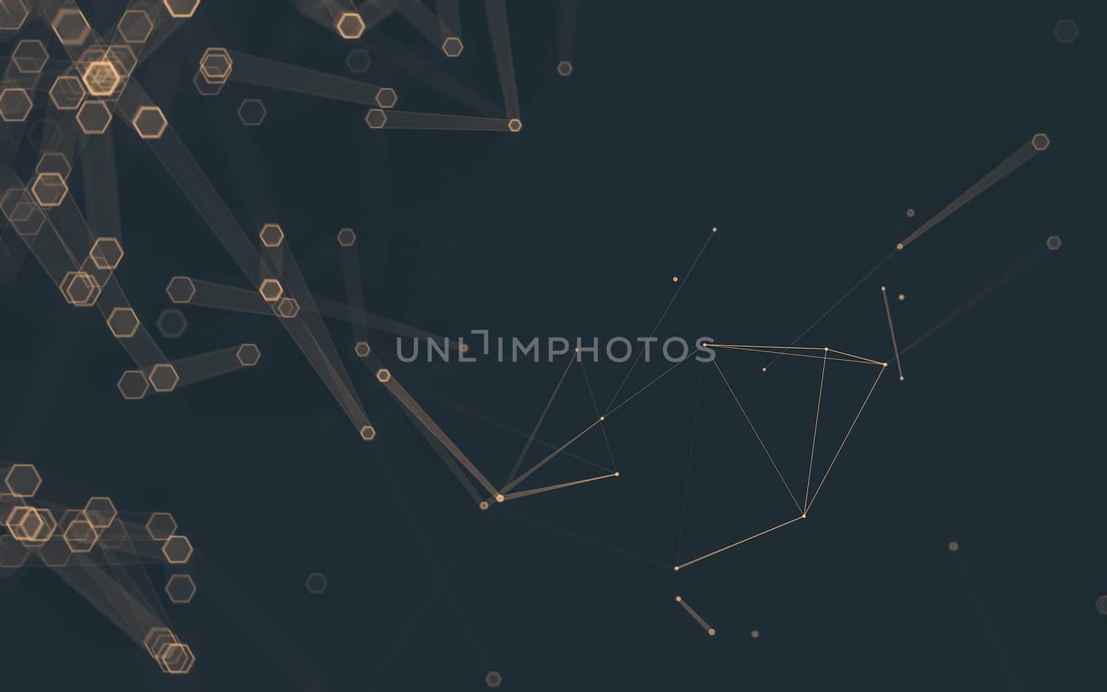 Abstract polygonal space low poly dark background with connecting dots and lines. Connection structure. 3d rendering