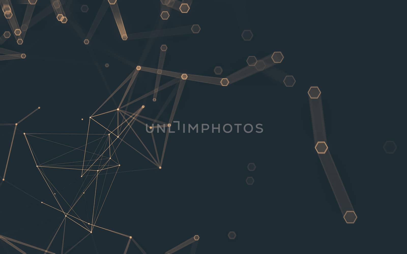 Abstract polygonal space low poly dark background with connecting dots and lines. Connection structure. 3d rendering