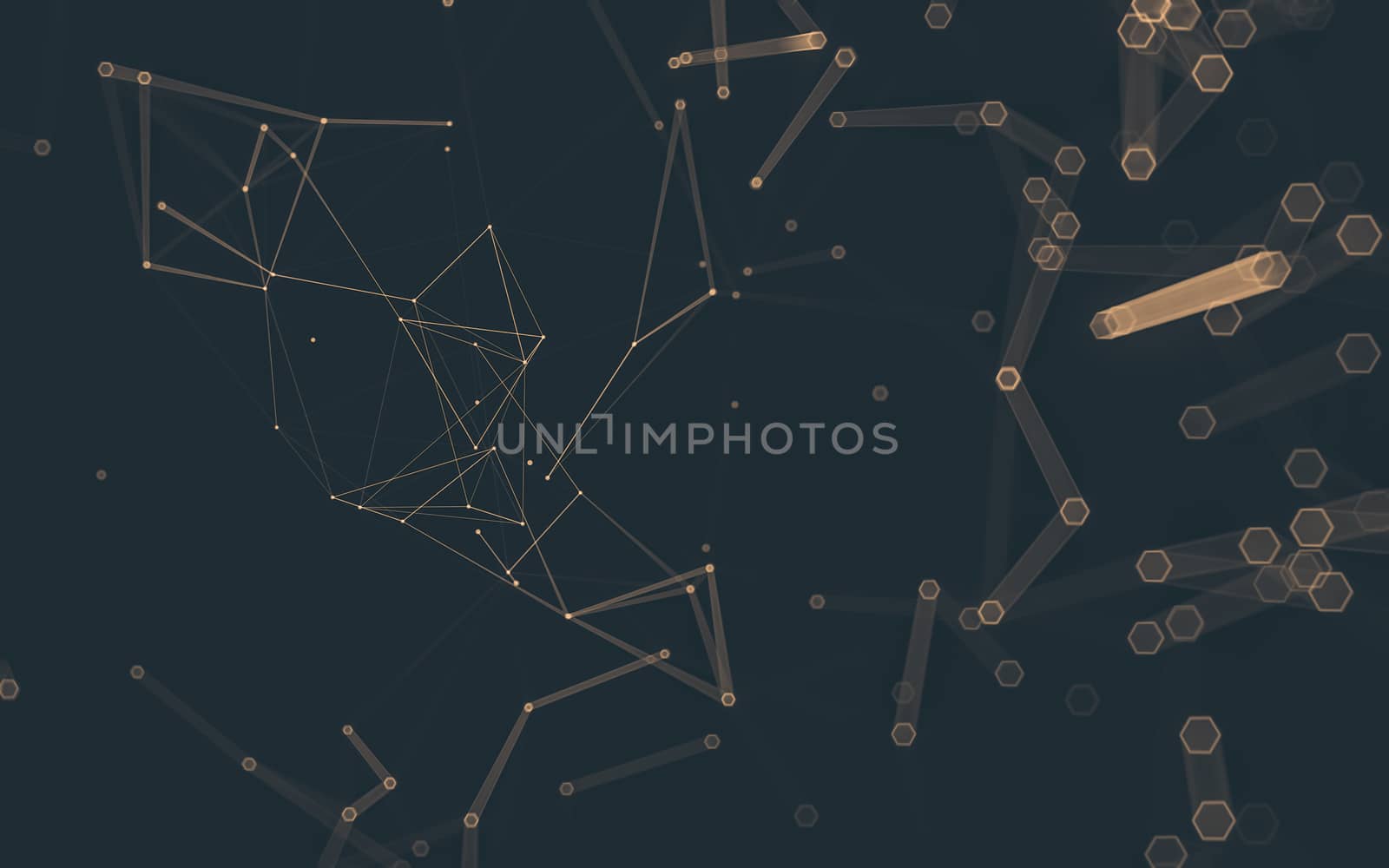 Abstract polygonal space low poly dark background with connecting dots and lines. Connection structure. 3d rendering