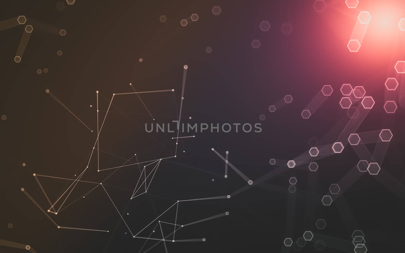 Abstract polygonal space low poly dark background with connecting dots and lines. Connection structure. 3d rendering