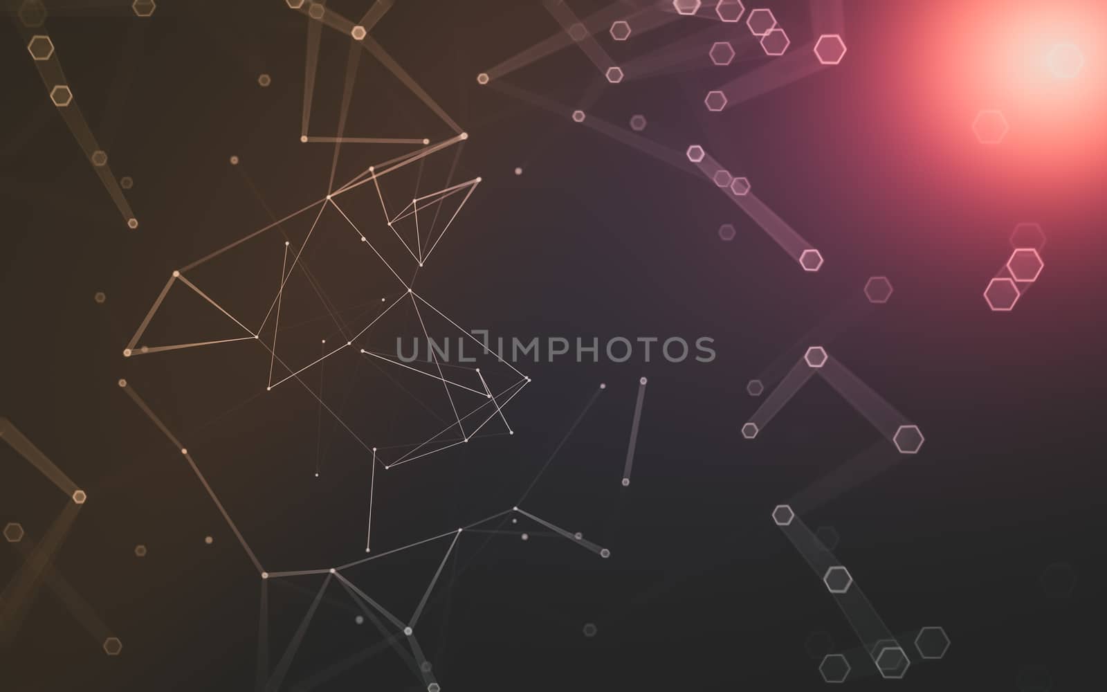 Abstract polygonal space low poly dark background with connecting dots and lines. Connection structure. 3d rendering