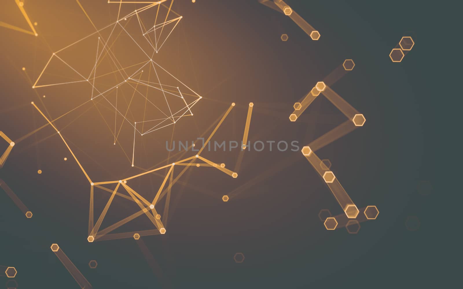 Abstract polygonal space low poly dark background with connecting dots and lines. Connection structure. 3d rendering