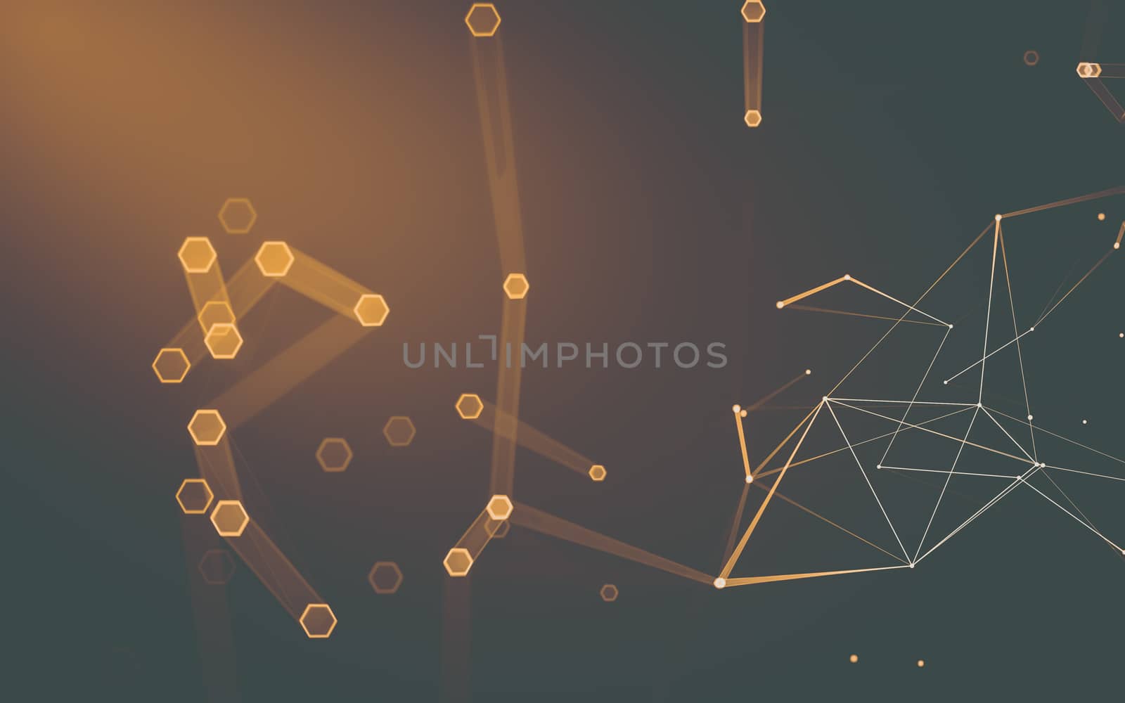 Abstract polygonal space low poly dark background with connecting dots and lines. Connection structure. 3d rendering