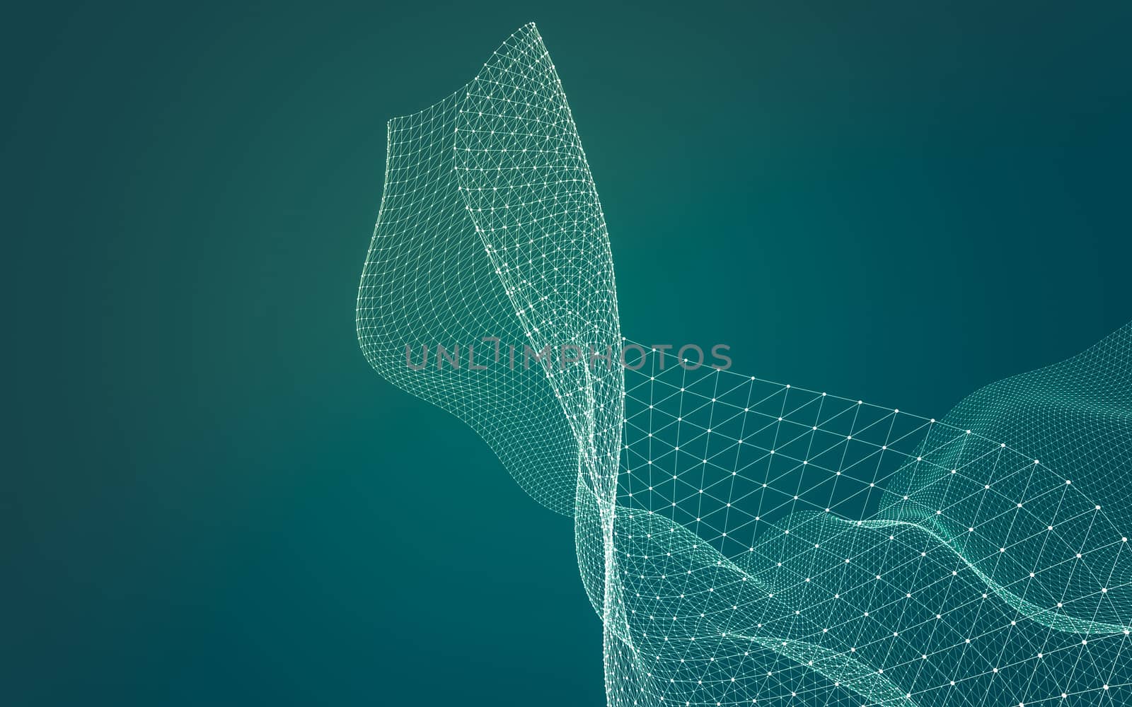 Abstract polygonal space low poly dark background with connecting dots and lines. Connection structure. 3d rendering