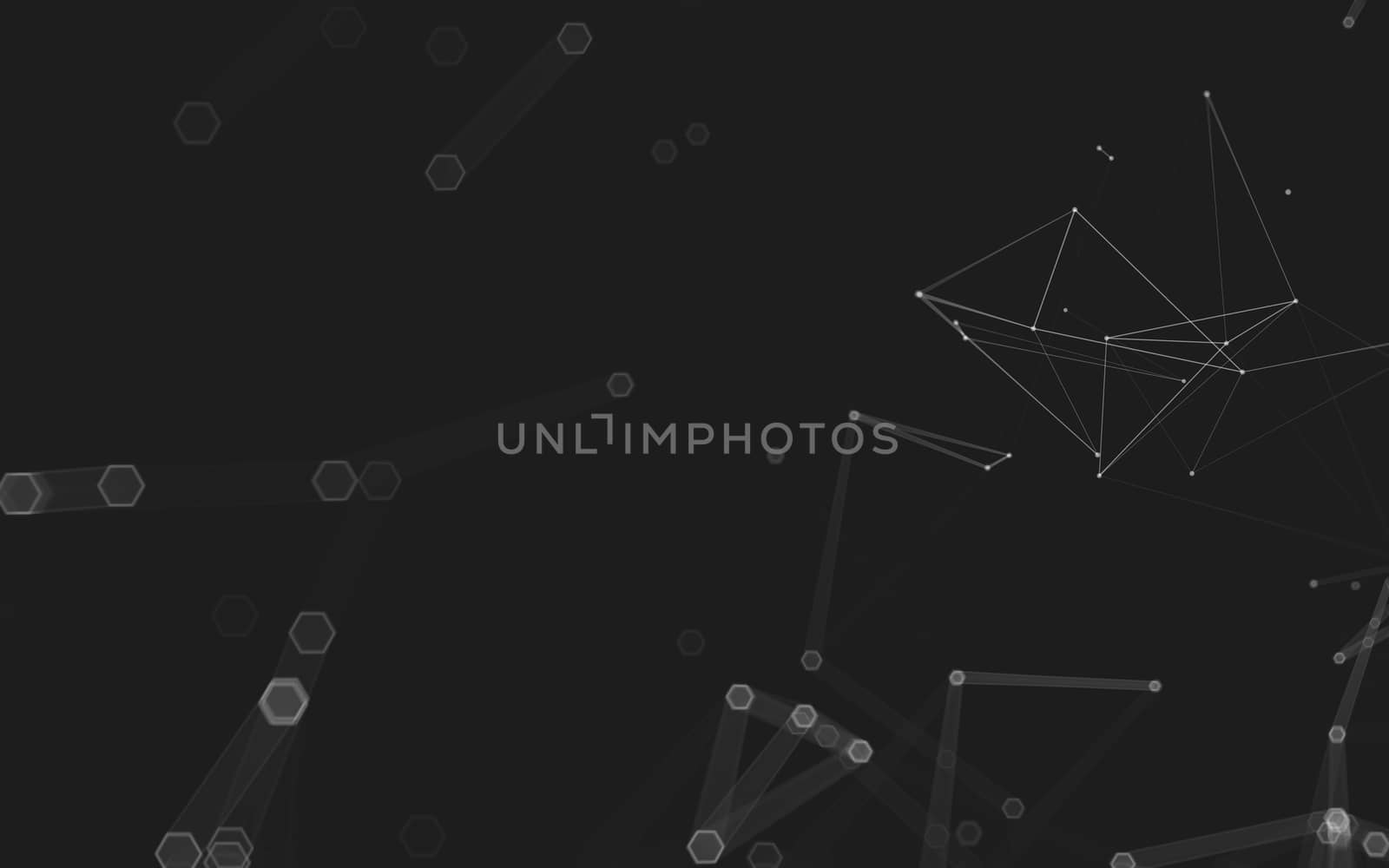 Abstract polygonal space low poly dark background with connecting dots and lines. Connection structure. 3d rendering