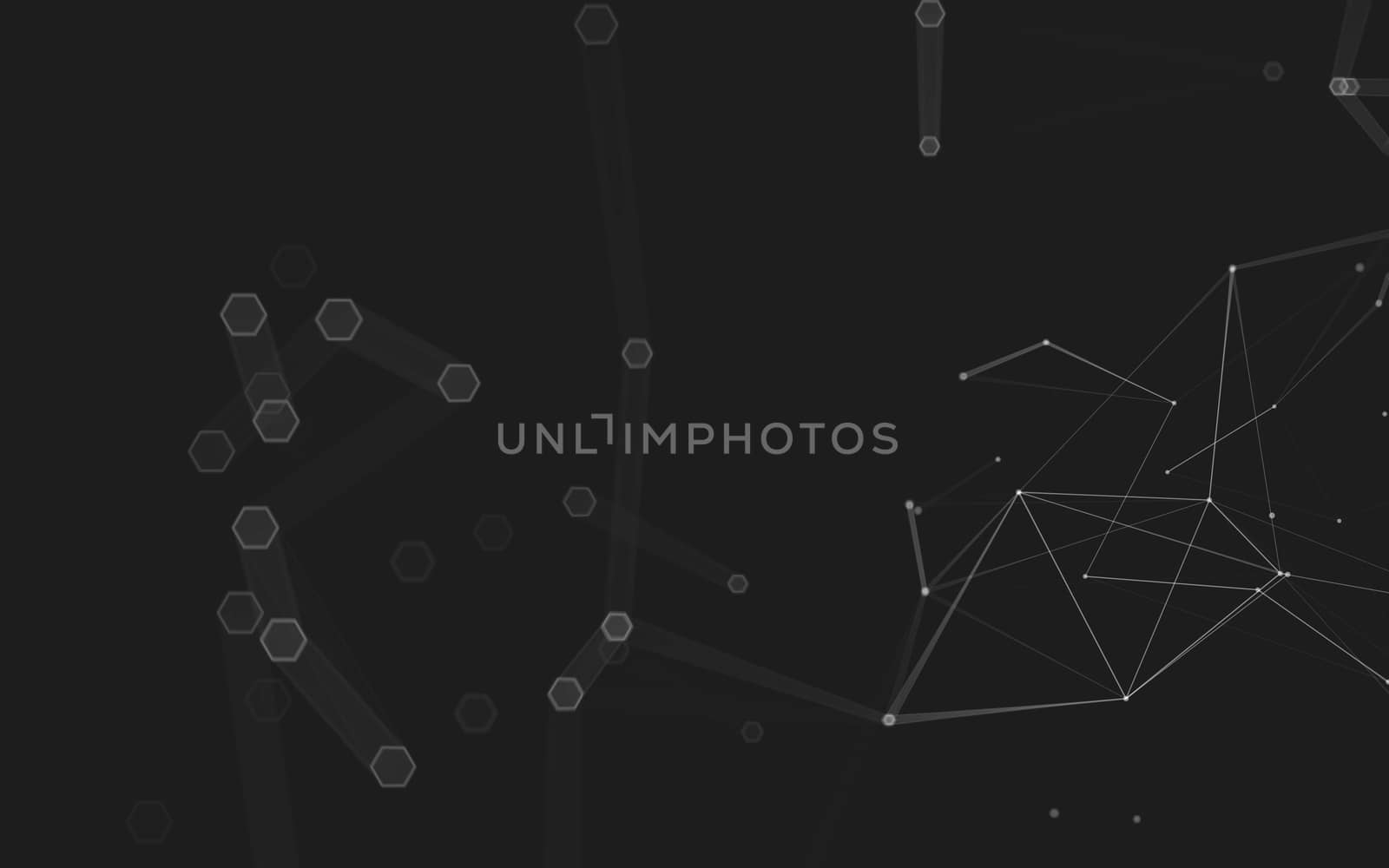 Abstract polygonal space low poly dark background with connecting dots and lines. Connection structure. 3d rendering