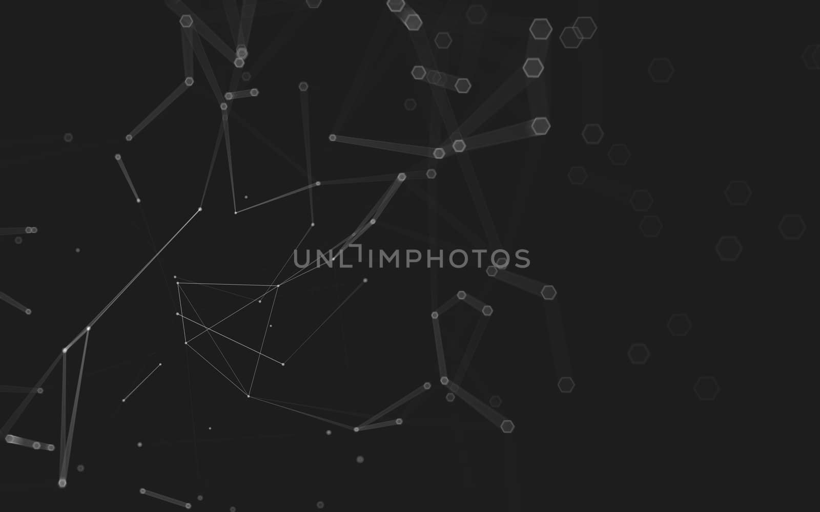 Abstract polygonal space low poly dark background with connecting dots and lines. Connection structure. 3d rendering