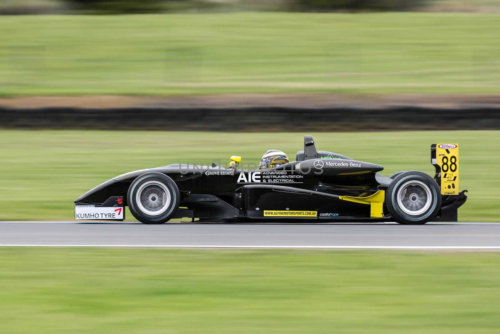 MELBOURNE/AUSTRALIA - SEPTEMBER 10, 2016: Tim Macrow behind the wheel of the AIE Alpine Motorsports Formula 3 car for qualifying at Round 6 of the Shannon's Nationals at Phillip Island GP Track in Victoria, Australia 9-11 September.