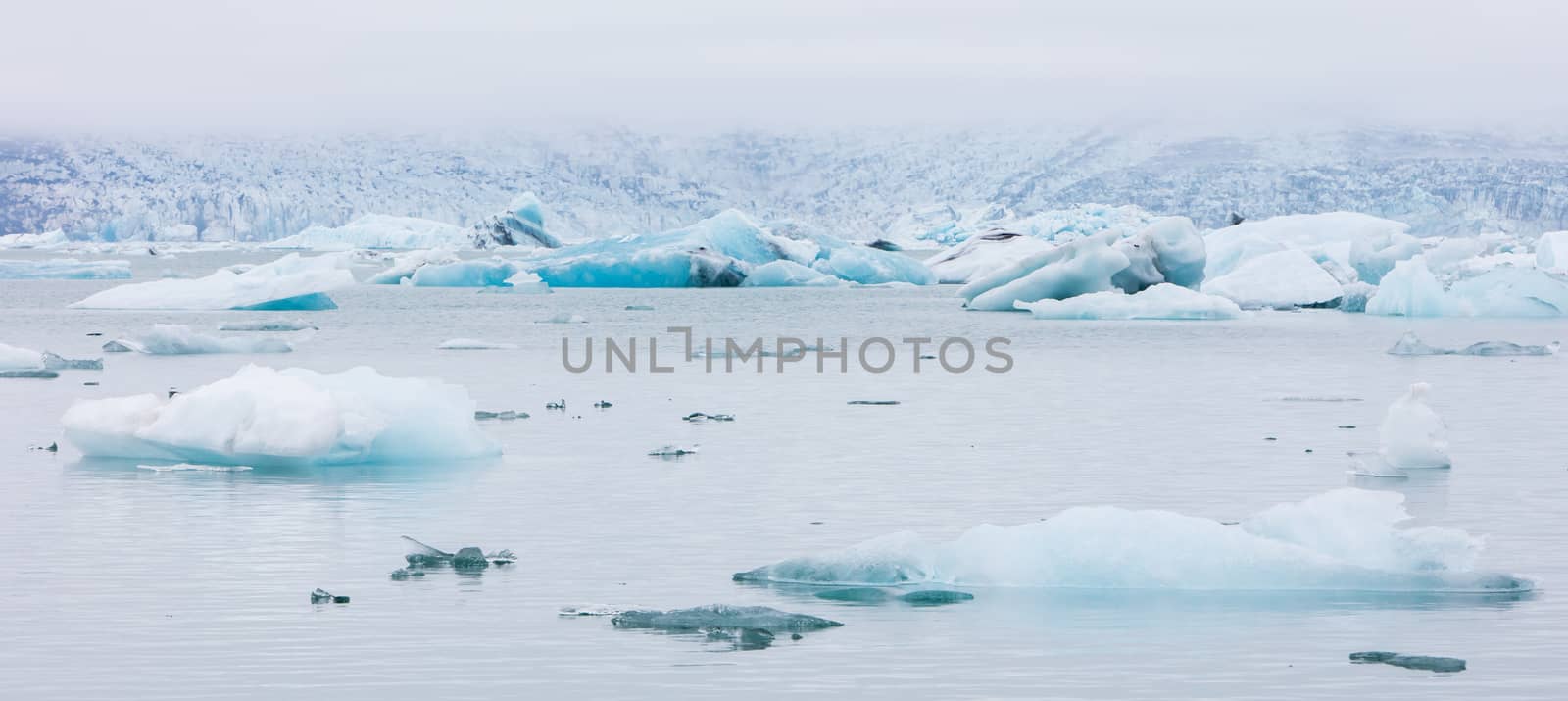 Jokulsarlon is a large glacial lake in southeast Iceland - Ice breaking of a glacier