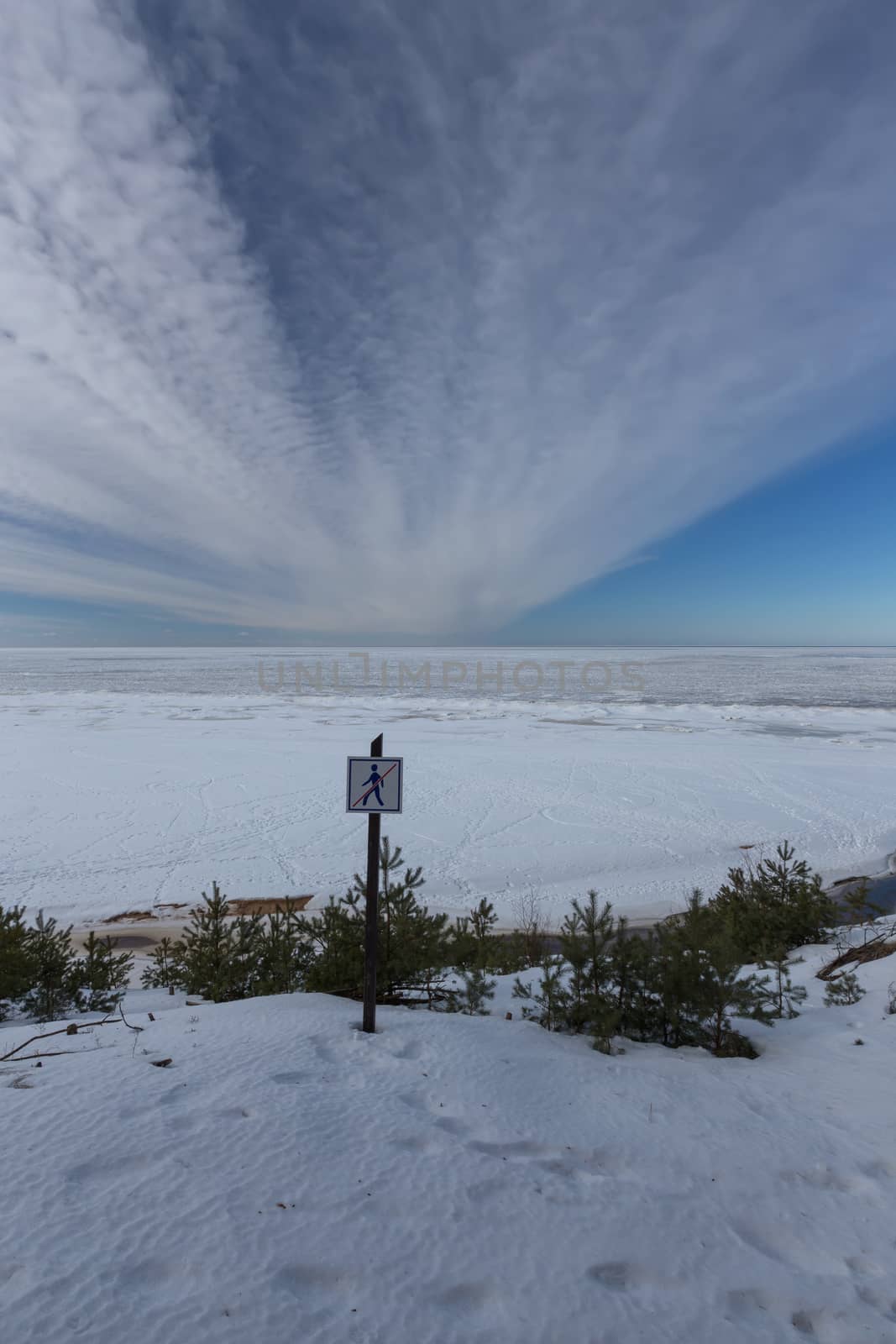 winter snow sea coast Baltic Sea Latvia Saulkrasti
