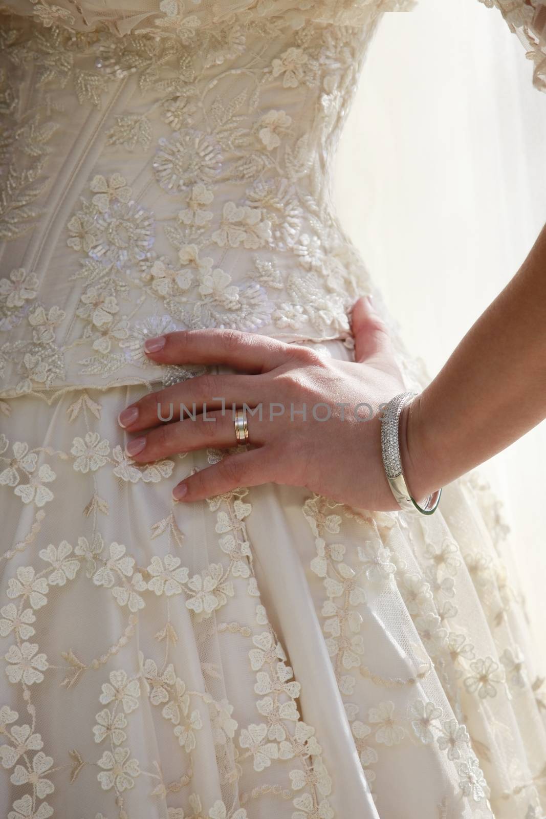 Backside of a beautiful dress of a bride