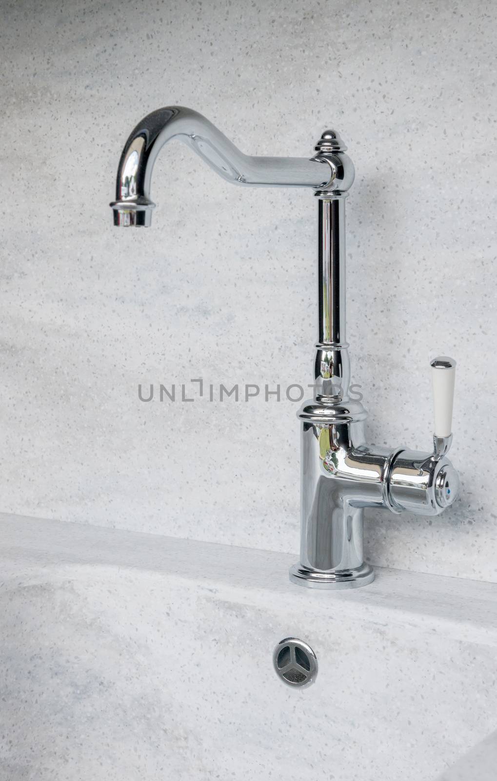 Vintage silver Polished Faucet at the modern Kitchen