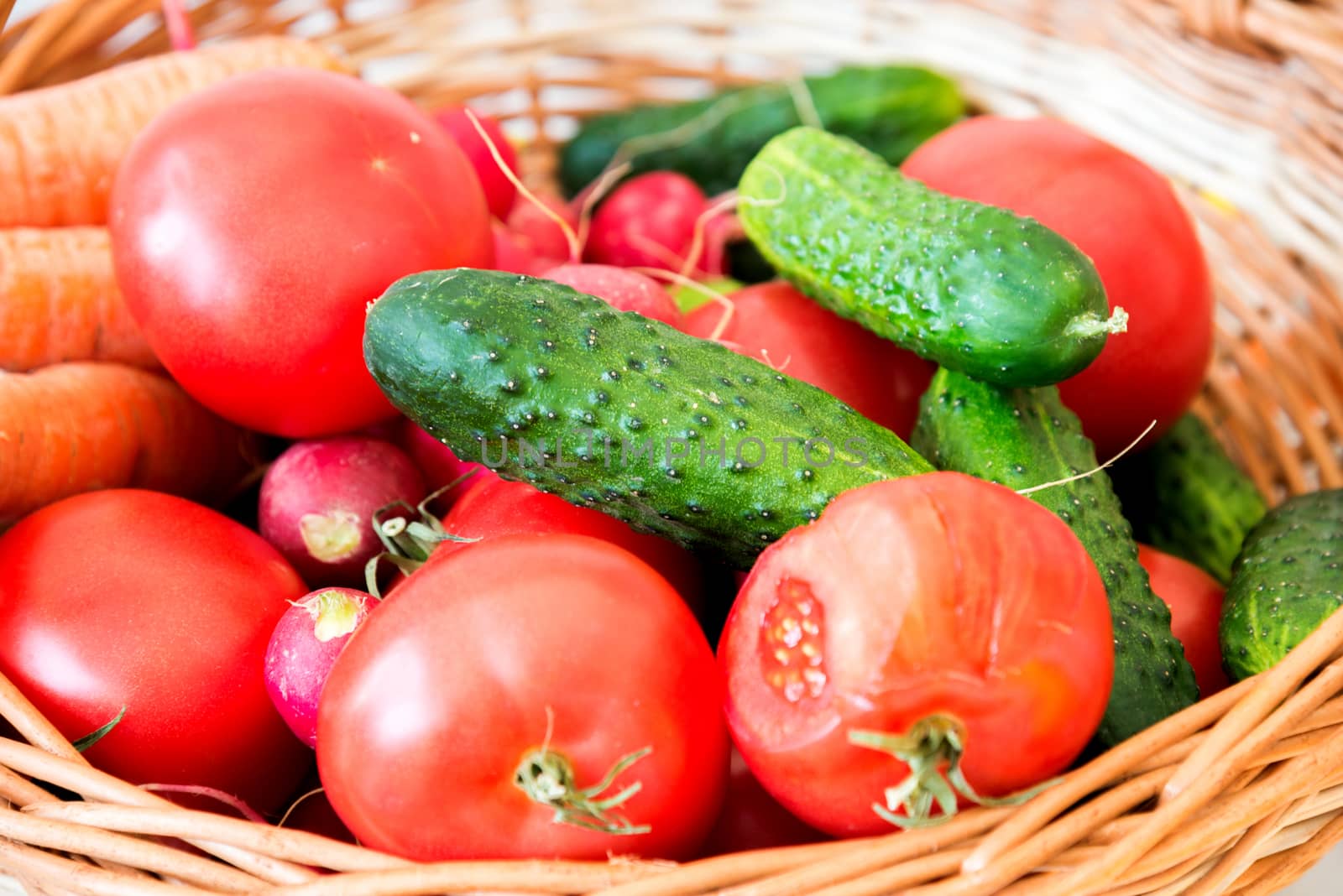 Mix of vegetables in basket by vlaru