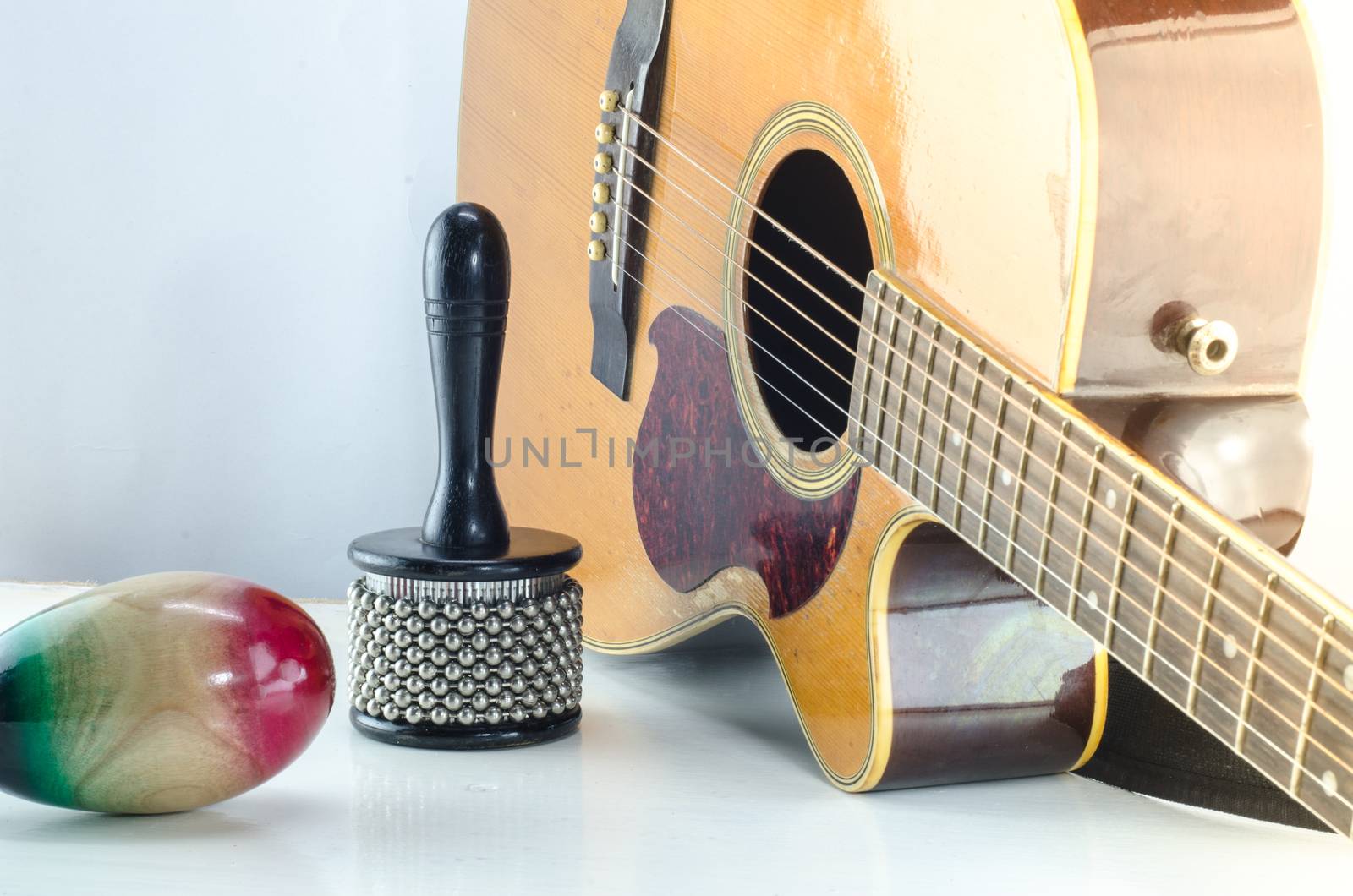 Acoustic guitar Percussion Accessories music White background